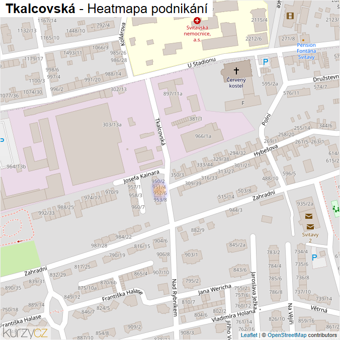 Mapa Tkalcovská - Firmy v ulici.