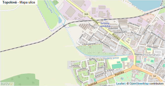 Topolová - mapa ulice