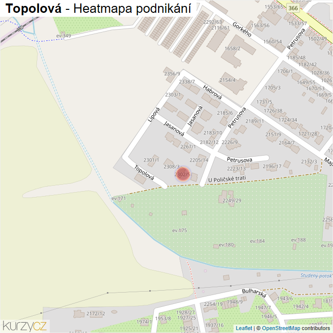 Mapa Topolová - Firmy v ulici.