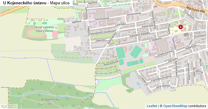 U Kojeneckého ústavu - mapa ulice