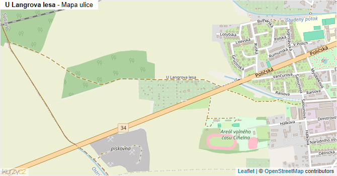 U Langrova lesa - mapa ulice