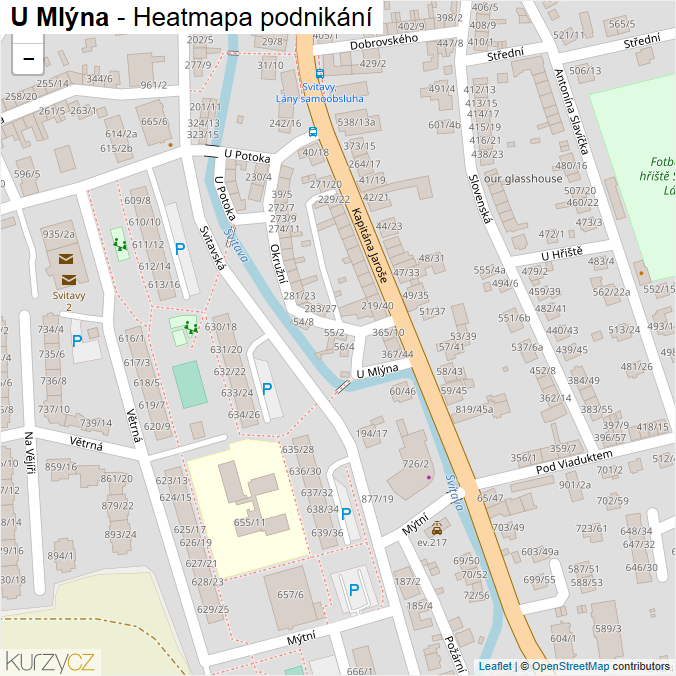 Mapa U Mlýna - Firmy v ulici.