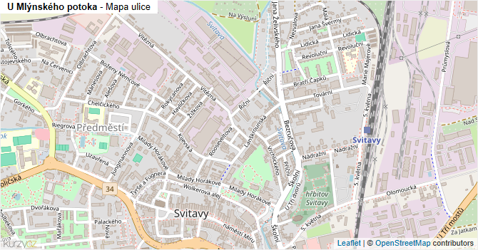 U Mlýnského potoka - mapa ulice