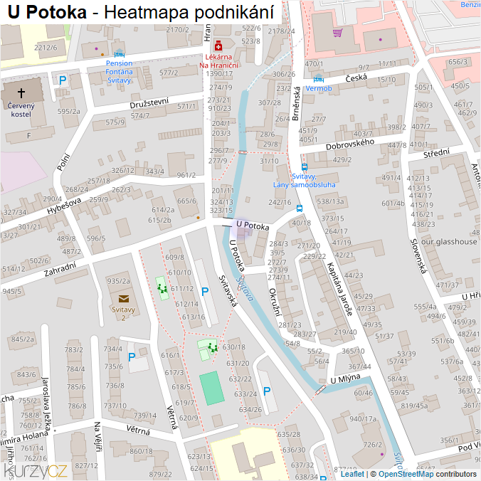 Mapa U Potoka - Firmy v ulici.