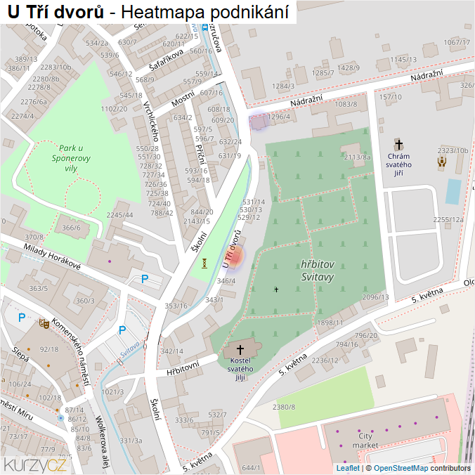 Mapa U Tří dvorů - Firmy v ulici.