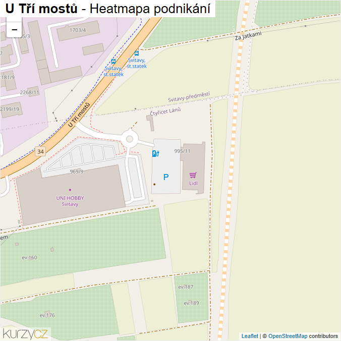 Mapa U Tří mostů - Firmy v ulici.
