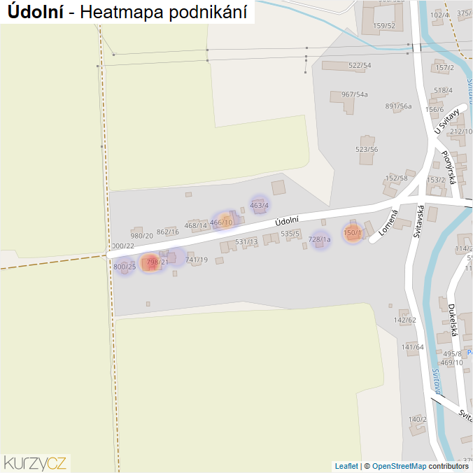Mapa Údolní - Firmy v ulici.
