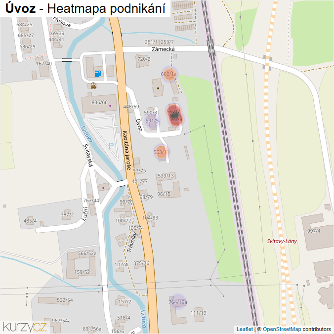 Mapa Úvoz - Firmy v ulici.