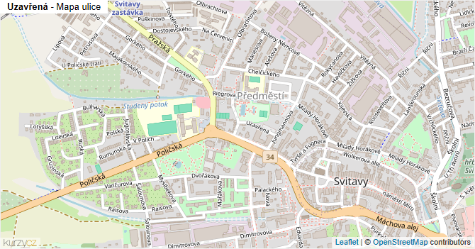 Uzavřená - mapa ulice