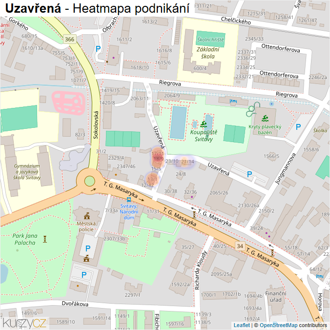 Mapa Uzavřená - Firmy v ulici.