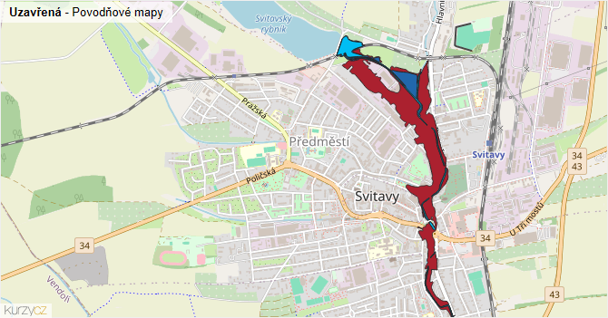 Uzavřená - záplavové mapy stoleté vody