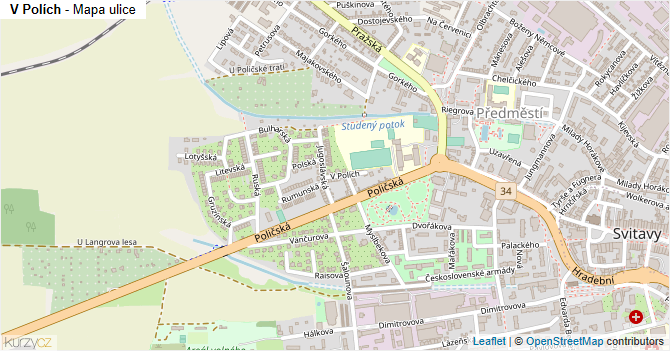 V Polích - mapa ulice