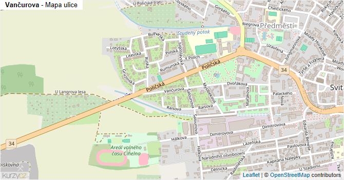 Vančurova - mapa ulice