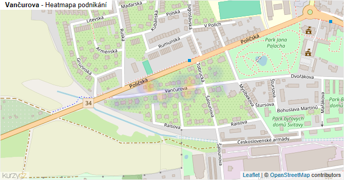 Vančurova - mapa podnikání
