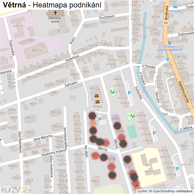 Mapa Větrná - Firmy v ulici.