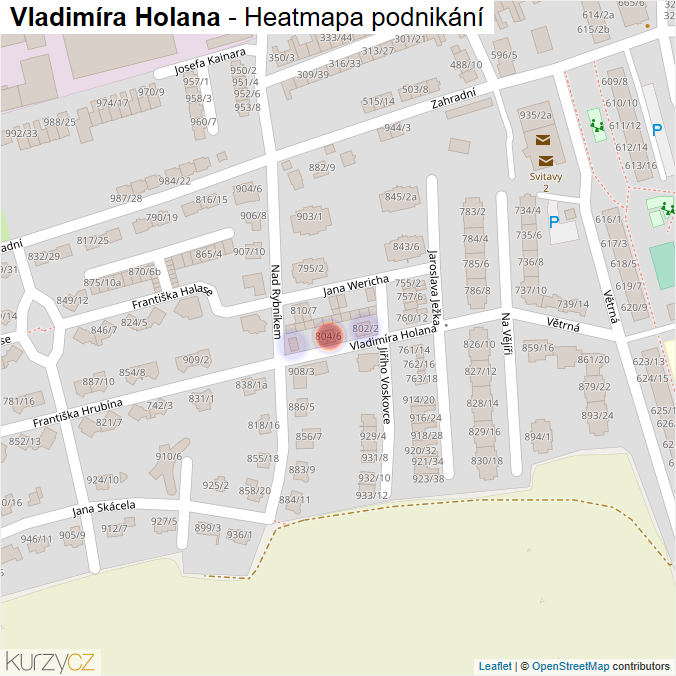 Mapa Vladimíra Holana - Firmy v ulici.