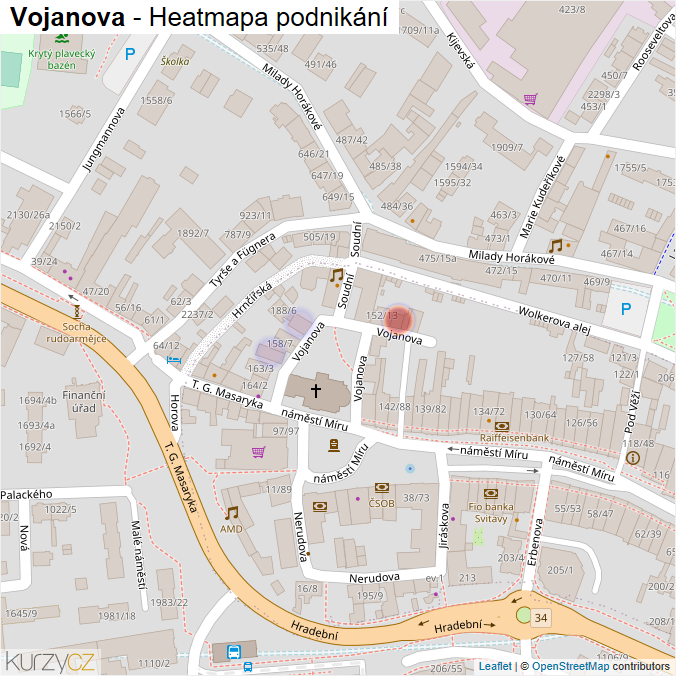 Mapa Vojanova - Firmy v ulici.