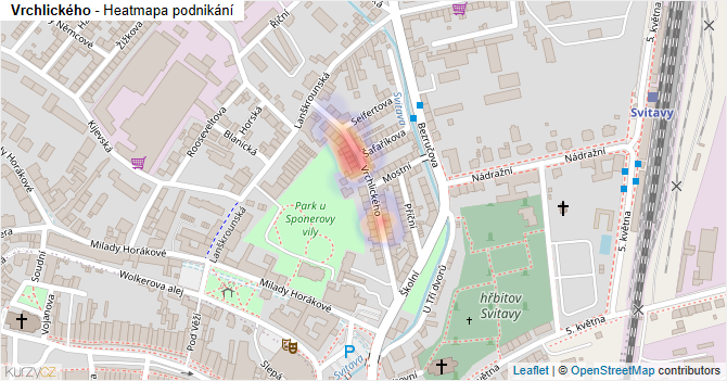 Vrchlického - mapa podnikání