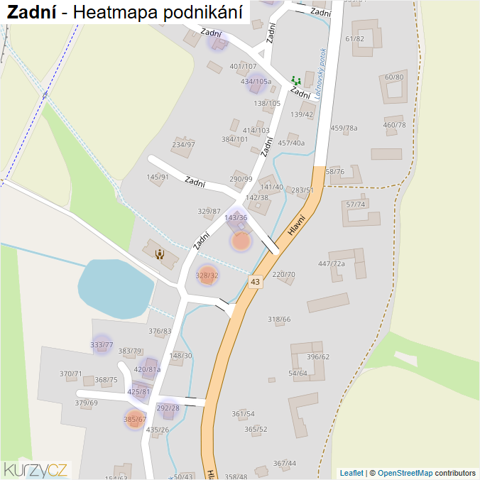 Mapa Zadní - Firmy v ulici.
