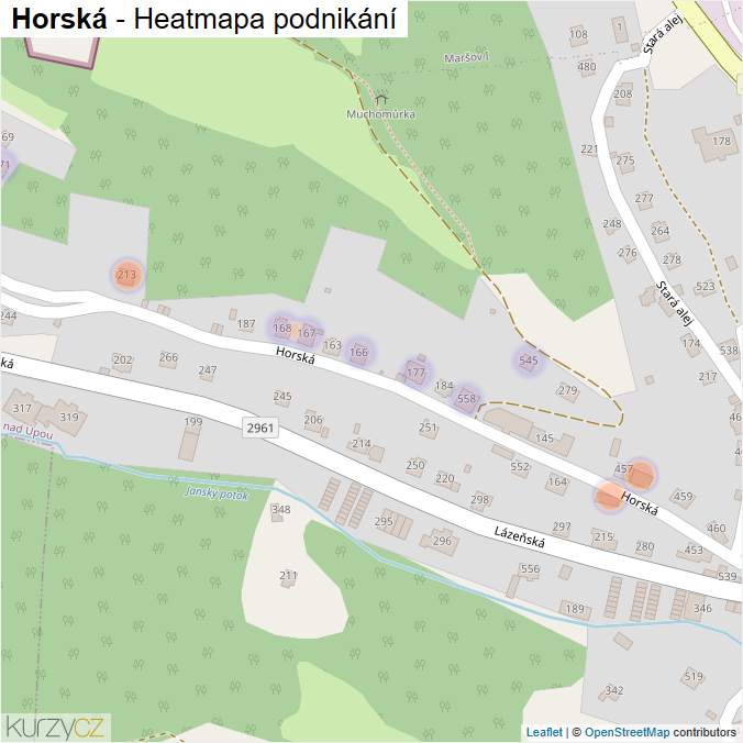 Mapa Horská - Firmy v ulici.