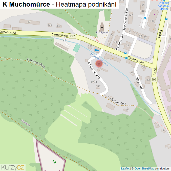 Mapa K Muchomůrce - Firmy v ulici.