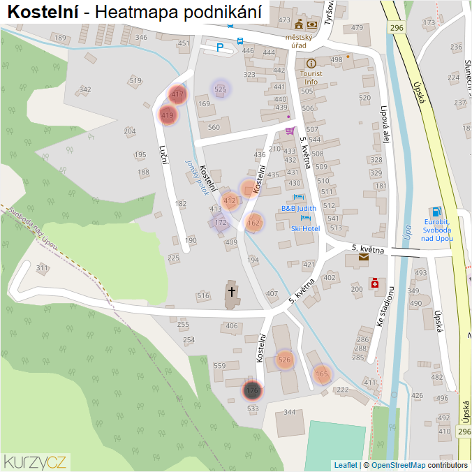 Mapa Kostelní - Firmy v ulici.