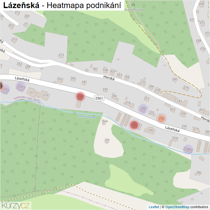 Mapa Lázeňská - Firmy v ulici.