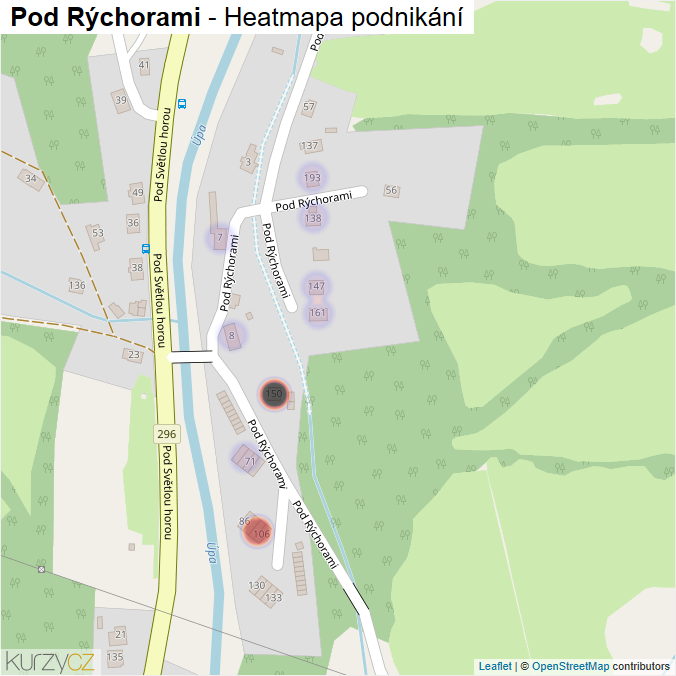 Mapa Pod Rýchorami - Firmy v ulici.