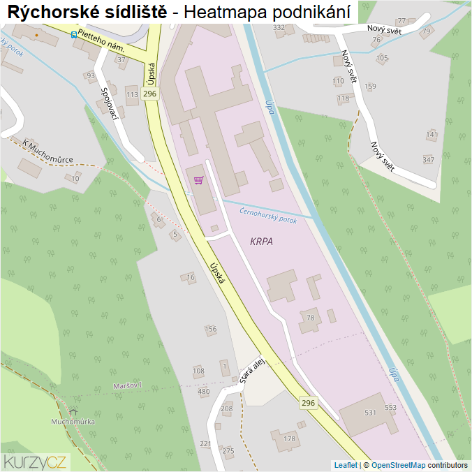 Mapa Rýchorské sídliště - Firmy v ulici.