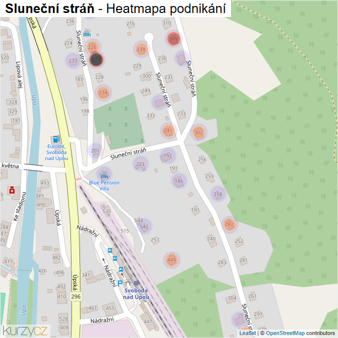 Mapa Sluneční stráň - Firmy v ulici.