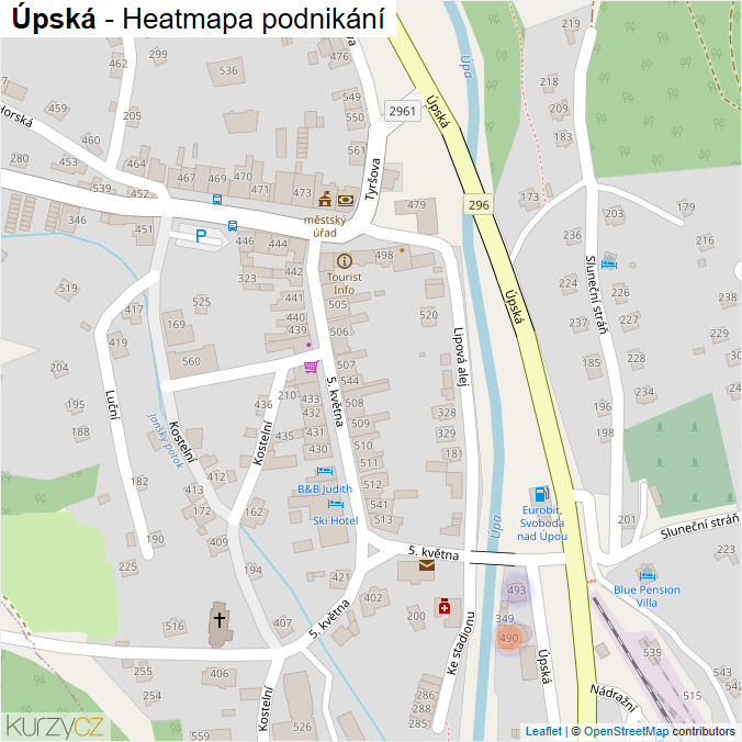Mapa Úpská - Firmy v ulici.