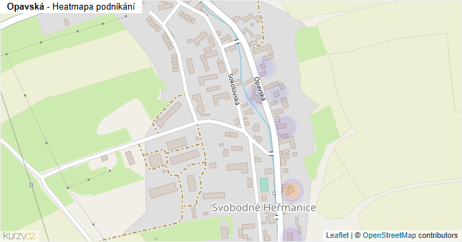 Opavská - mapa podnikání