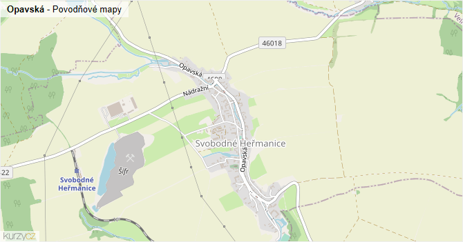 Opavská - záplavové mapy stoleté vody