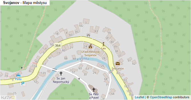 Svojanov - mapa městysu