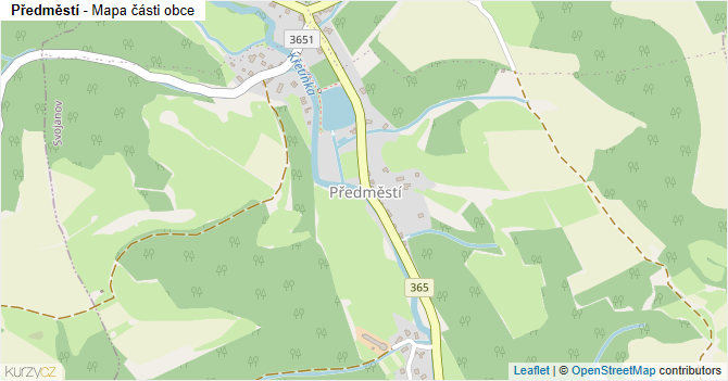 Předměstí - mapa části obce