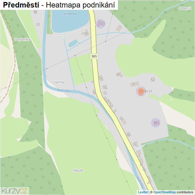 Mapa Předměstí - Firmy v části obce.