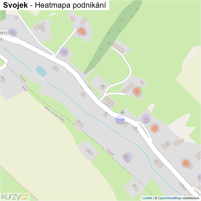 Mapa Svojek - Firmy v části obce.
