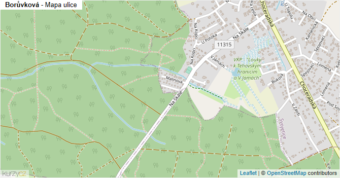 Borůvková - mapa ulice