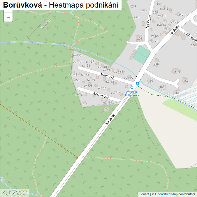 Mapa Borůvková - Firmy v ulici.