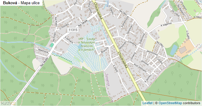 Buková - mapa ulice