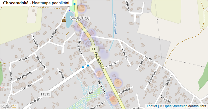 Choceradská - mapa podnikání