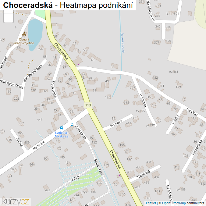 Mapa Choceradská - Firmy v ulici.