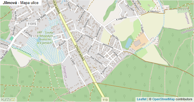 Jilmová - mapa ulice