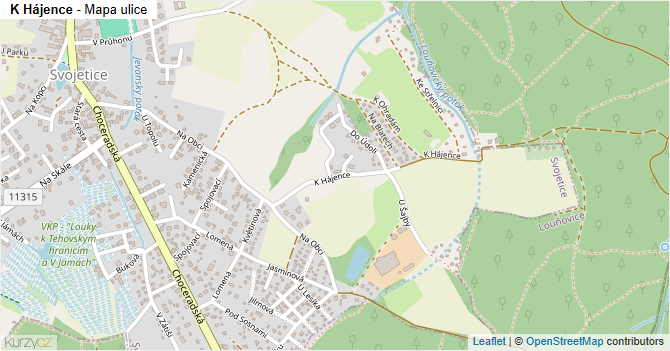 K Hájence - mapa ulice