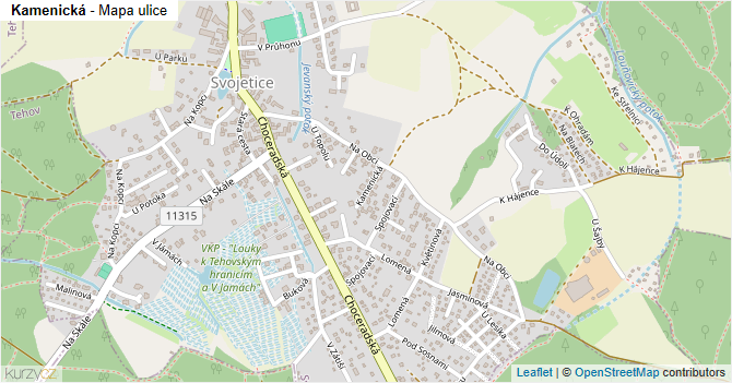 Kamenická - mapa ulice