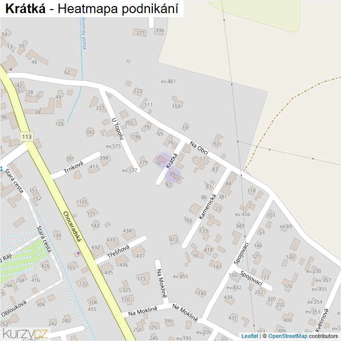 Mapa Krátká - Firmy v ulici.