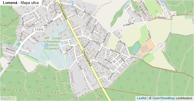 Lomená - mapa ulice
