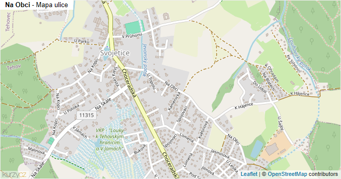 Na Obci - mapa ulice
