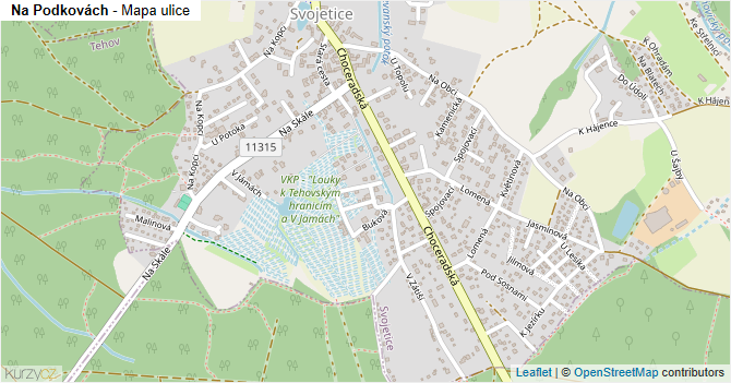 Na Podkovách - mapa ulice