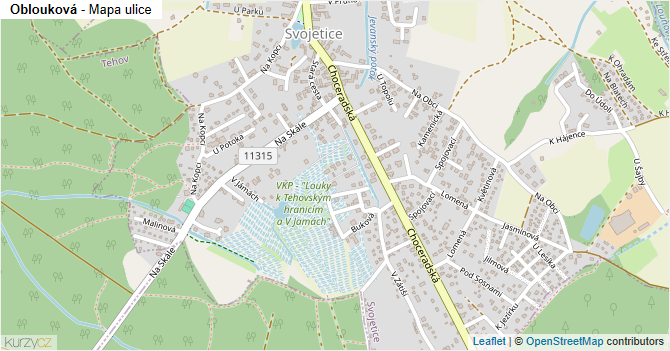 Oblouková - mapa ulice